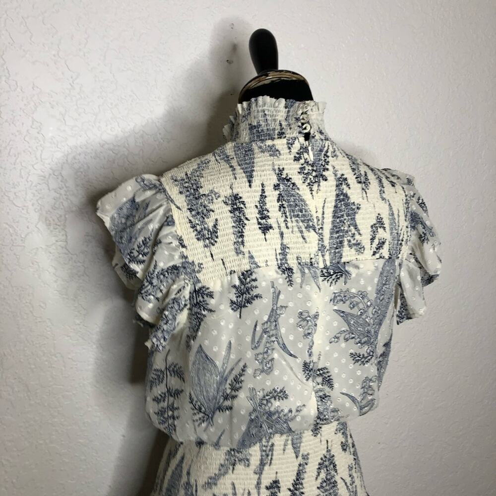 INA white blue floral ruffle smocked maxi dress size Medium - Picture 11 of 16
